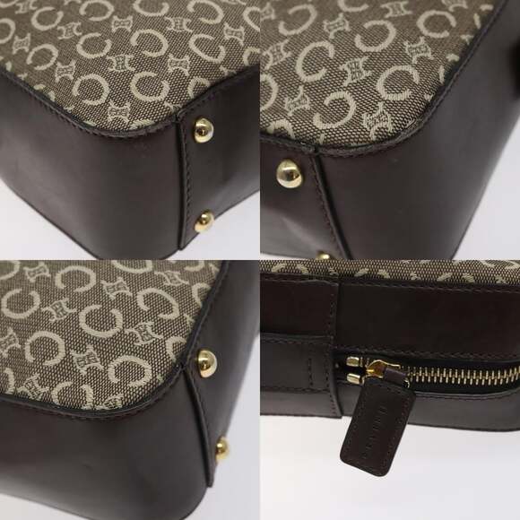 CELINE C Macadam Canvas Hand Bag Brown Gold - Picture 10 of 12